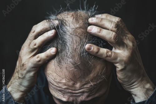 Man Holding Head Showing Hair Loss © Murda