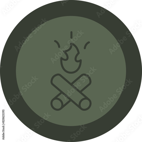 Fire Line Green Circle Icon