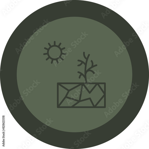 Drought Line Green Circle Icon