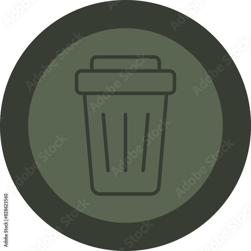 Trash Line Green Circle Icon