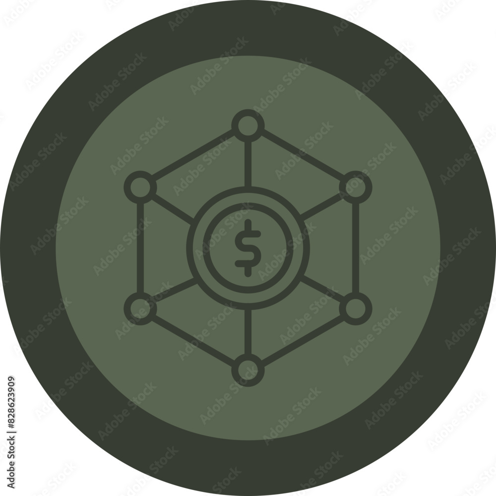 Network Line Green Circle Icon Network Line Green Circle Icon