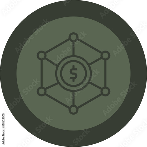 Network Line Green Circle Icon