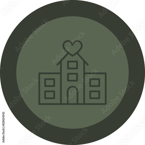 Hospital Line Green Circle Icon