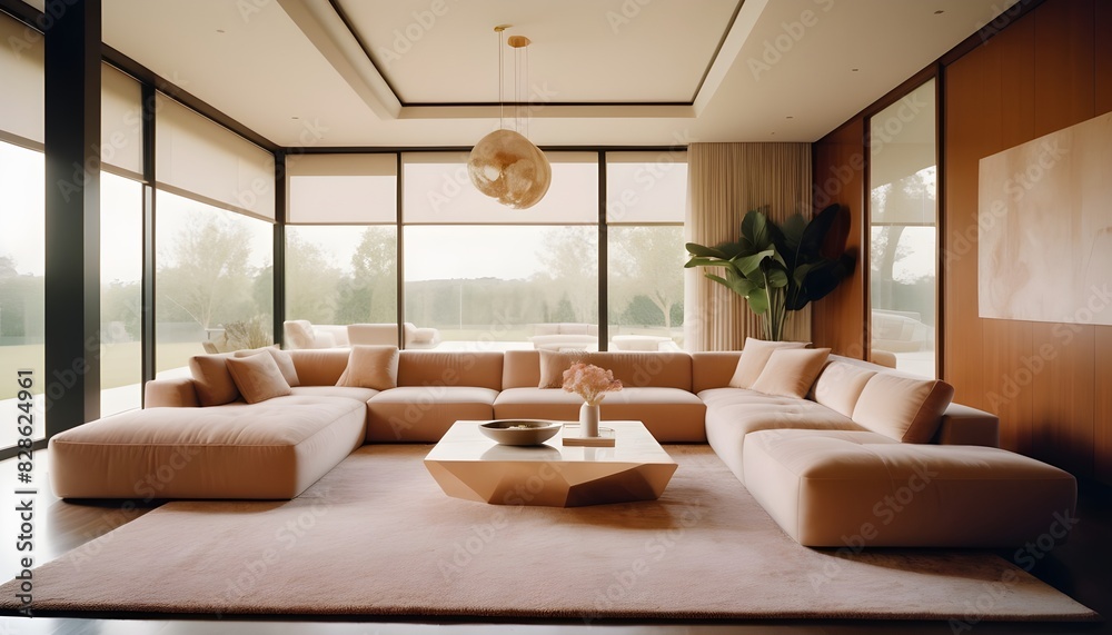 Photo interior modern design room 3D illustration Photo interior modern design room 3D illustration