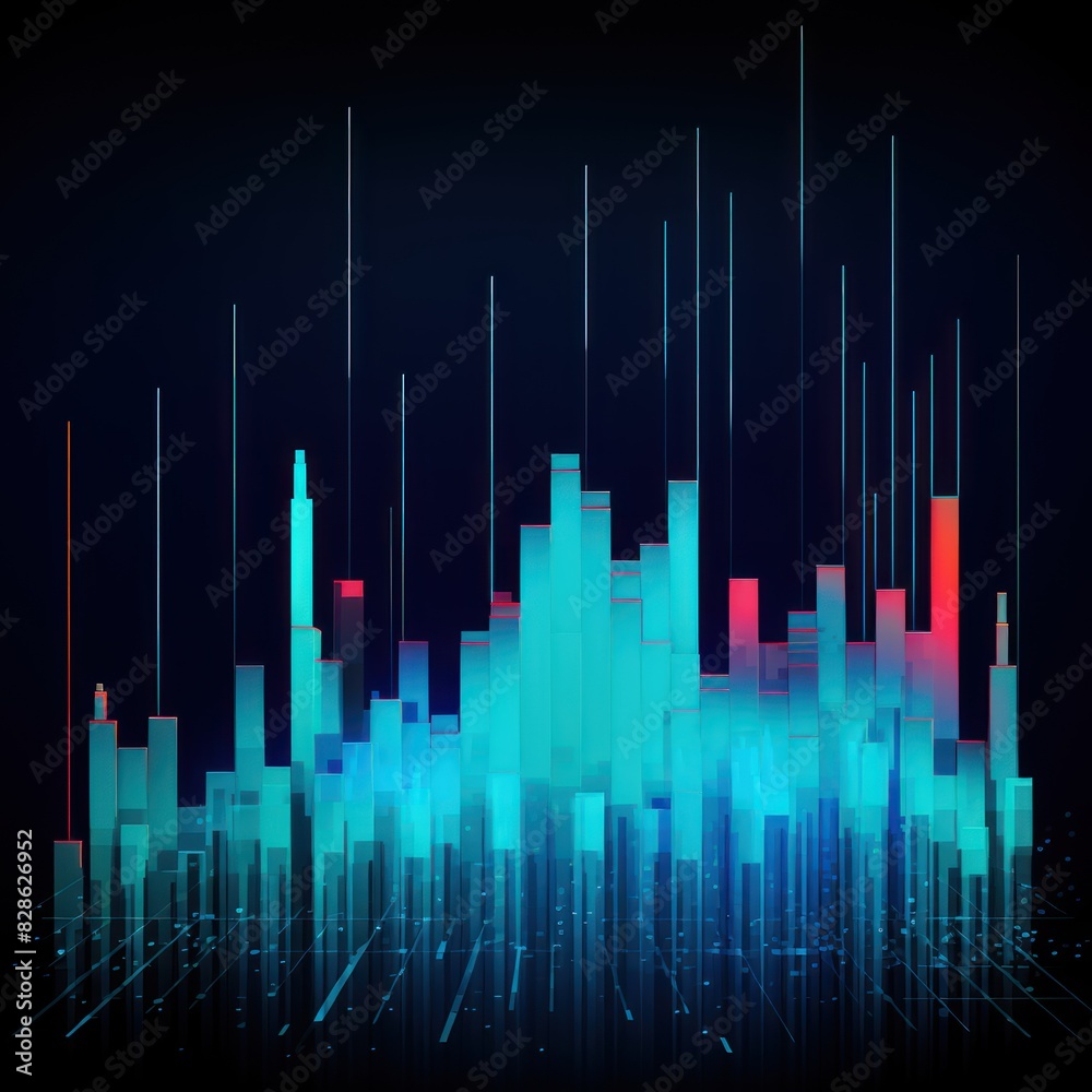 Colorful abstract statistics chart wallpaper background illustration stock market graph going up trend bullish