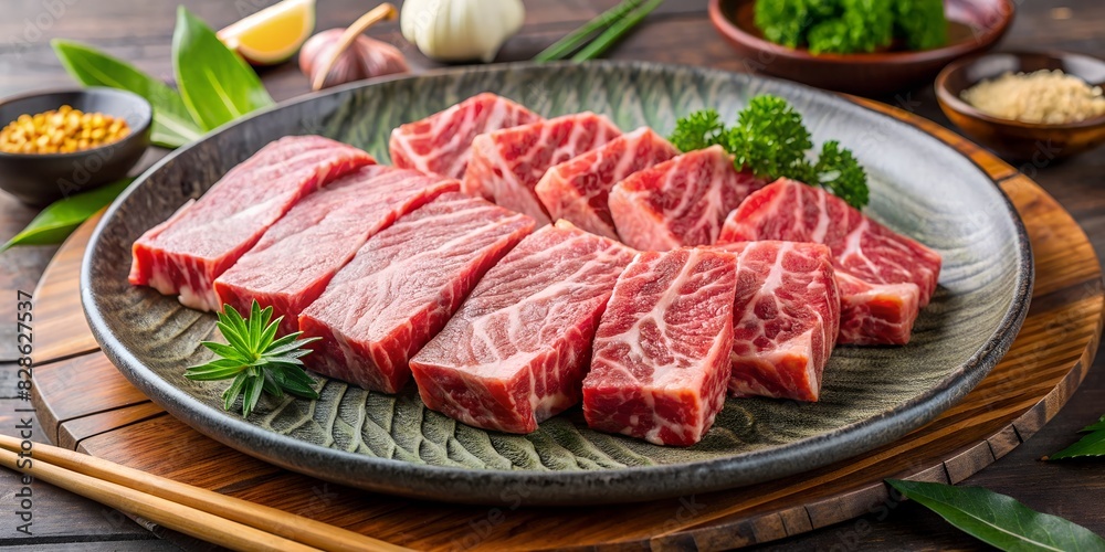 Japanese Wagyu Beef Steak with plate Japanese Wagyu Beef Steak with plate