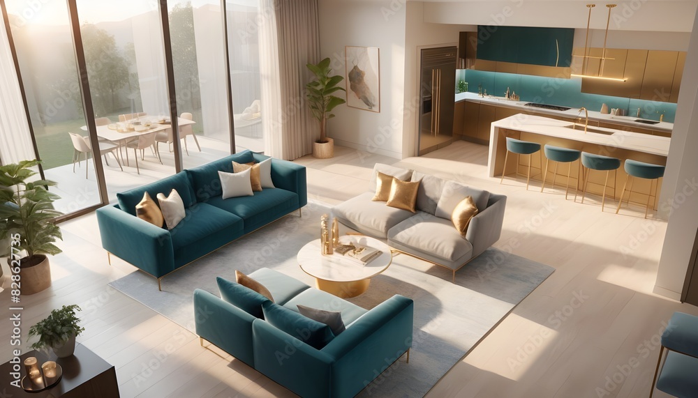 Photo interior modern design room 3D illustration Photo interior modern design room 3D illustration