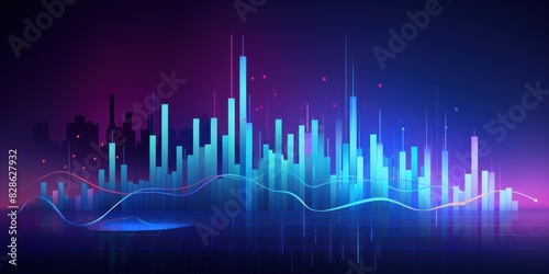 Colorful abstract statistics chart wallpaper background illustration stock market graph going up trend bullish