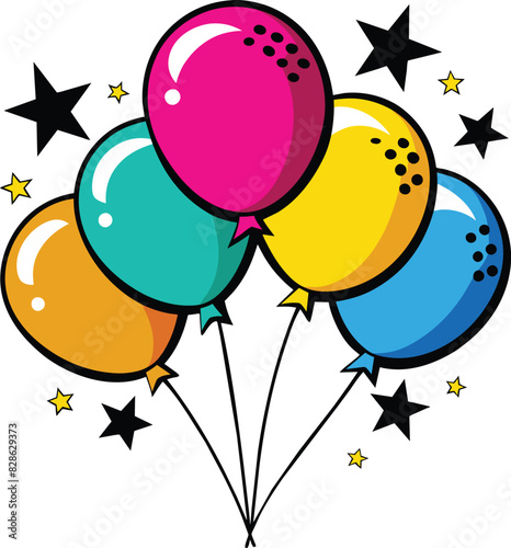 Playful Ballooon Party Illustraiton Set