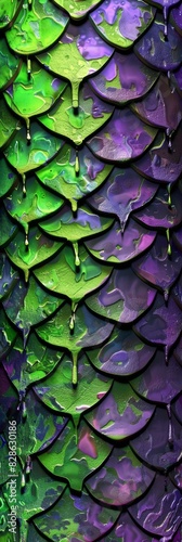 Poison texture with scales and toxic slime drips, vibrant greens and purples, ai generated