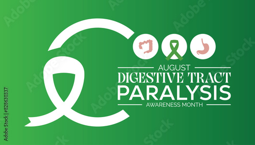 Digestive Tract Paralysis Awareness Month is observed every year on August.banner design template Vector illustration background design.