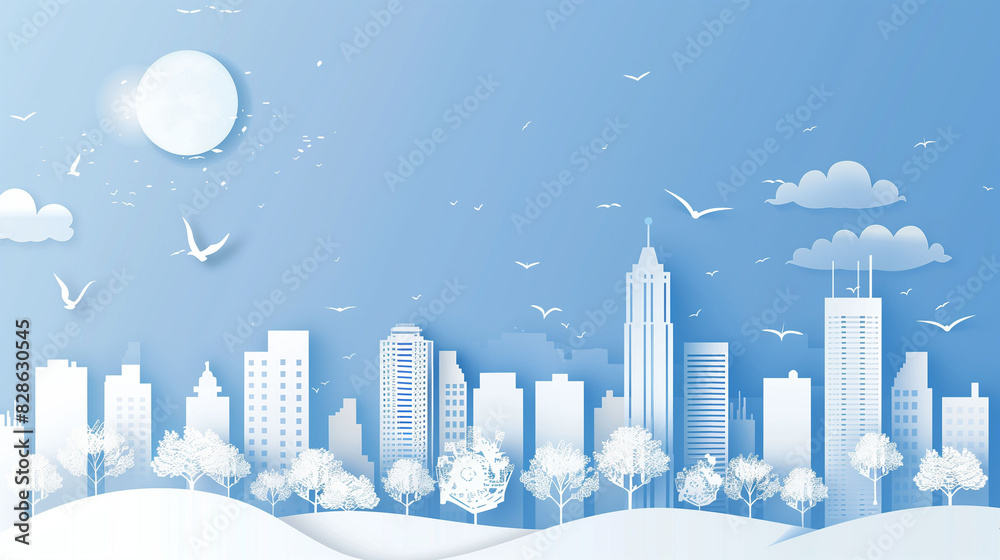 Fototapeta premium Background with a large metropolis, Skyscrapers. generative ai