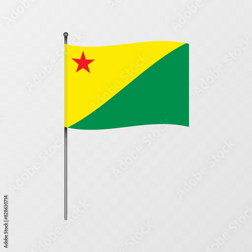 Acre flag on flagpole. Vector illustration.