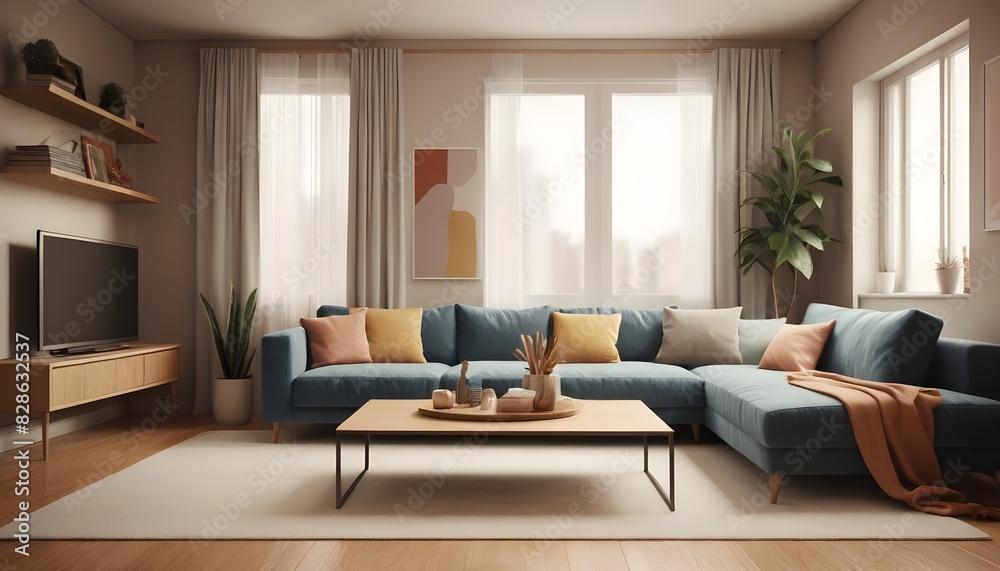 Photo interior modern design room 3D illustration