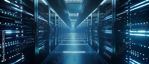 Modern Data Technology Center with Server Racks © Melipo-Art