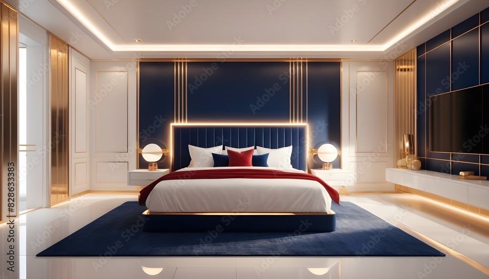Photo interior modern design room 3D illustration Photo interior modern design room 3D illustration