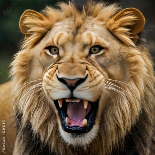 portrait of a lion have emotional sense  and laughing  