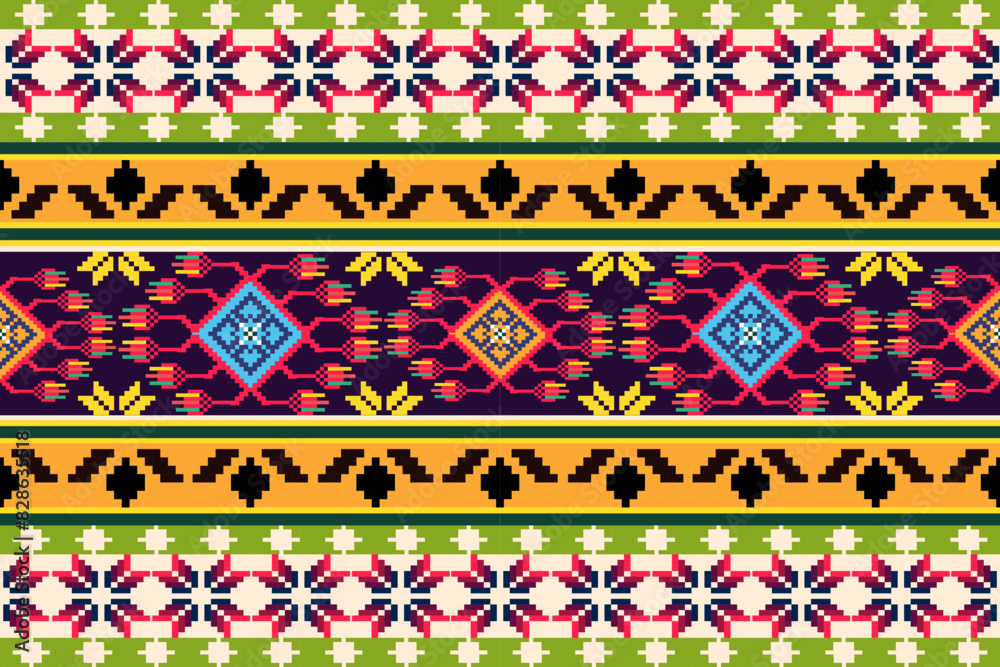 Pixel ethnic pattern oriental traditional. design fabric pattern textile African Indonesian Indian seamless Aztec style abstract vector illustration for print clothing, texture, fabric, wallpaper, dec Pixel ethnic pattern oriental traditional. design fabric pattern textile African Indonesian Indian seamless Aztec style abstract vector illustration for print clothing, texture, fabric, wallpaper, dec