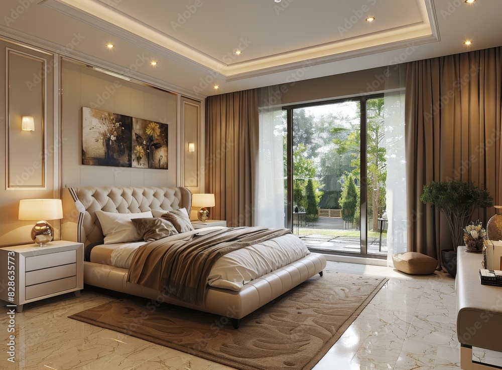 Modern bedroom interior design with large windows Modern bedroom interior design with large windows