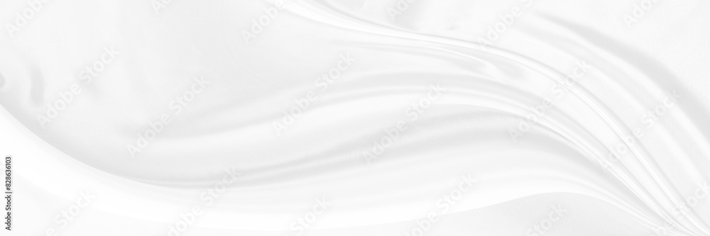 White gray satin texture that is white silver fabric silk panorama background with beautiful soft blur pattern natural.