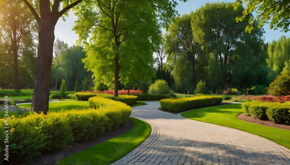 Photo beautiful summer park with landscape design Photo beautiful summer park with landscape design