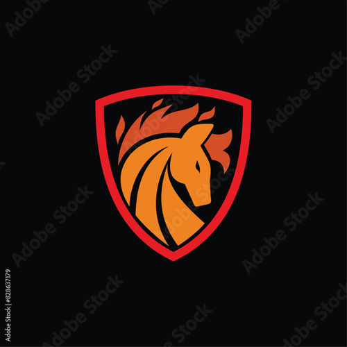Fire horse and shield logo