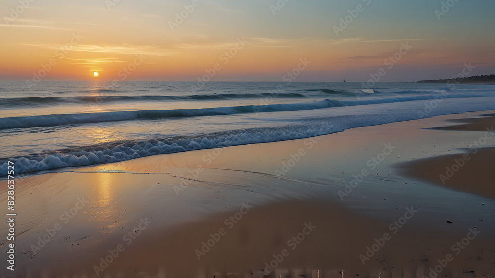 Obraz premium tranquil beach at sunrise