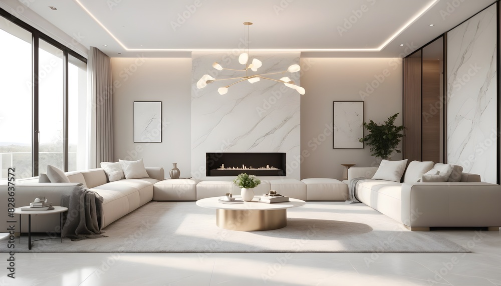 Photo interior modern design room 3D illustration