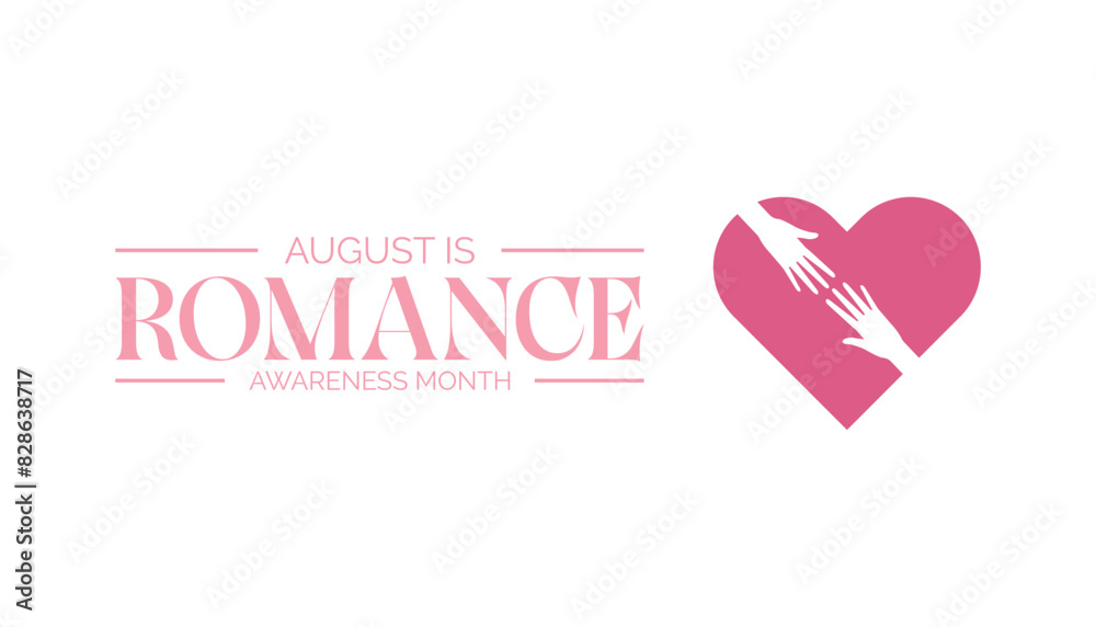 Romance Awareness Month is observed every year on August.banner design template Vector illustration background design.