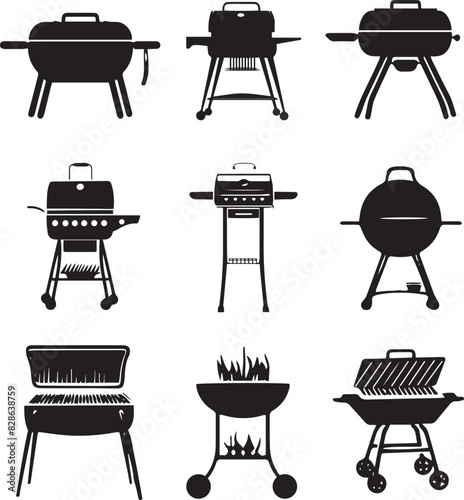 BBQ Grill Silhouette Vector Set
