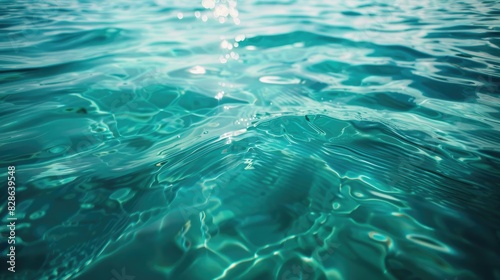 Calm and Clear Turquoise Blue Ocean Water Surface Texture in Summer