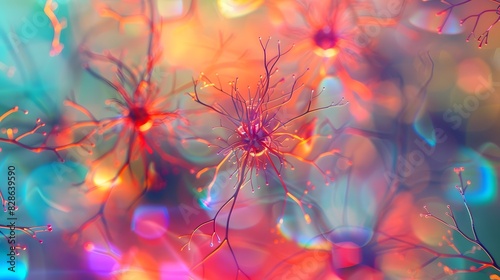 Abstract colorful illustration of interconnected neurons.  The image has a soft  dreamy feel.  Perfect for science  medicine  or psychology themes.