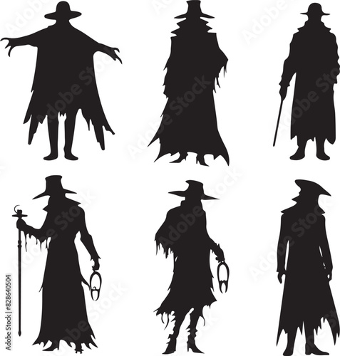 Gothic Person Silhouette Vector Set