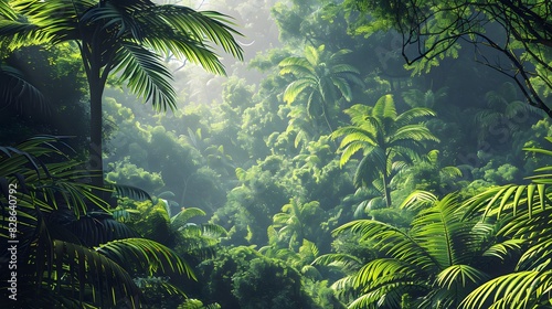 leafy green fern background. 