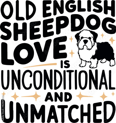 Old English Sheepdog Love Vector Illustration