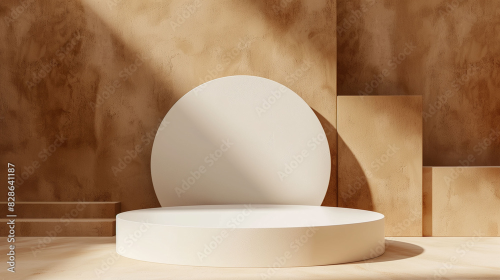Minimal background.podium and brown background for product presentation. 3d illustration.generative ai Minimal background.podium and brown background for product presentation. 3d illustration.generative ai