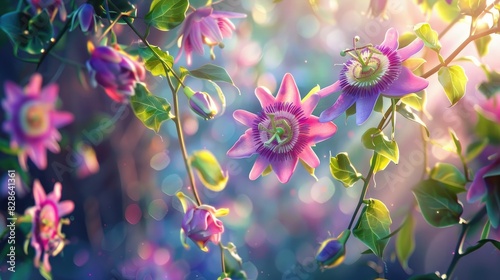 Beautiful adorable and youthful passion flowers photo