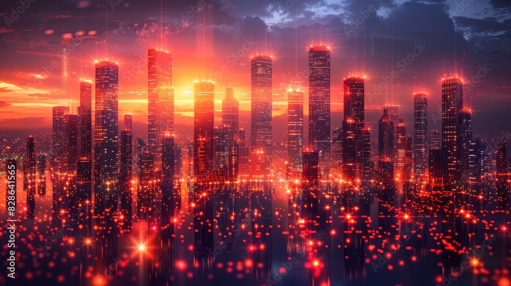 Obraz premium Smart city big data connection technology concept 