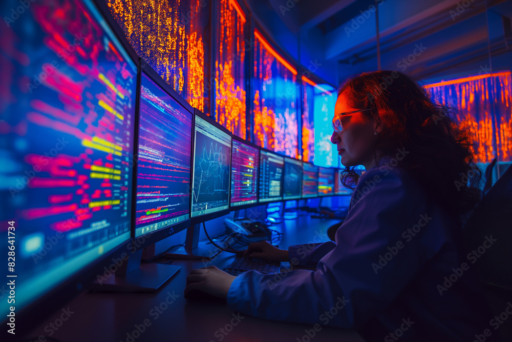 Data scientist working in a high-tech environment Data scientist working in a high-tech environment