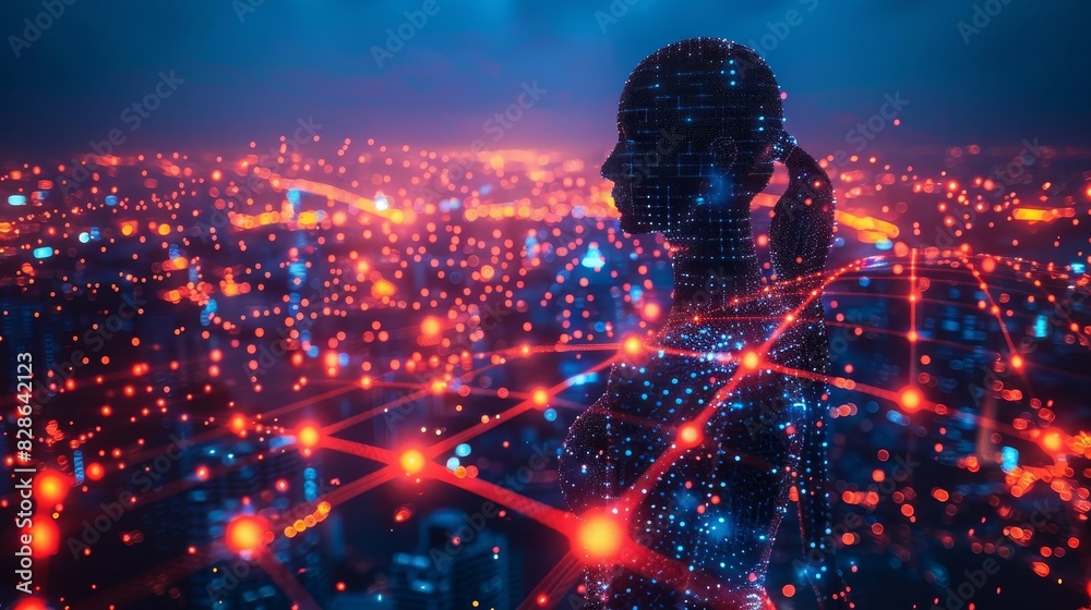 Obraz premium Smart city big data connection technology concept 