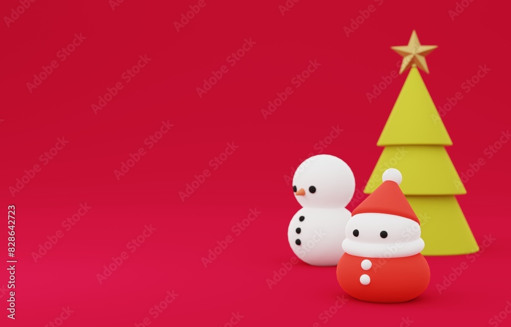 3D素材_クリスマスツリー_サンタ_雪だるま 3D素材_クリスマスツリー_サンタ_雪だるま