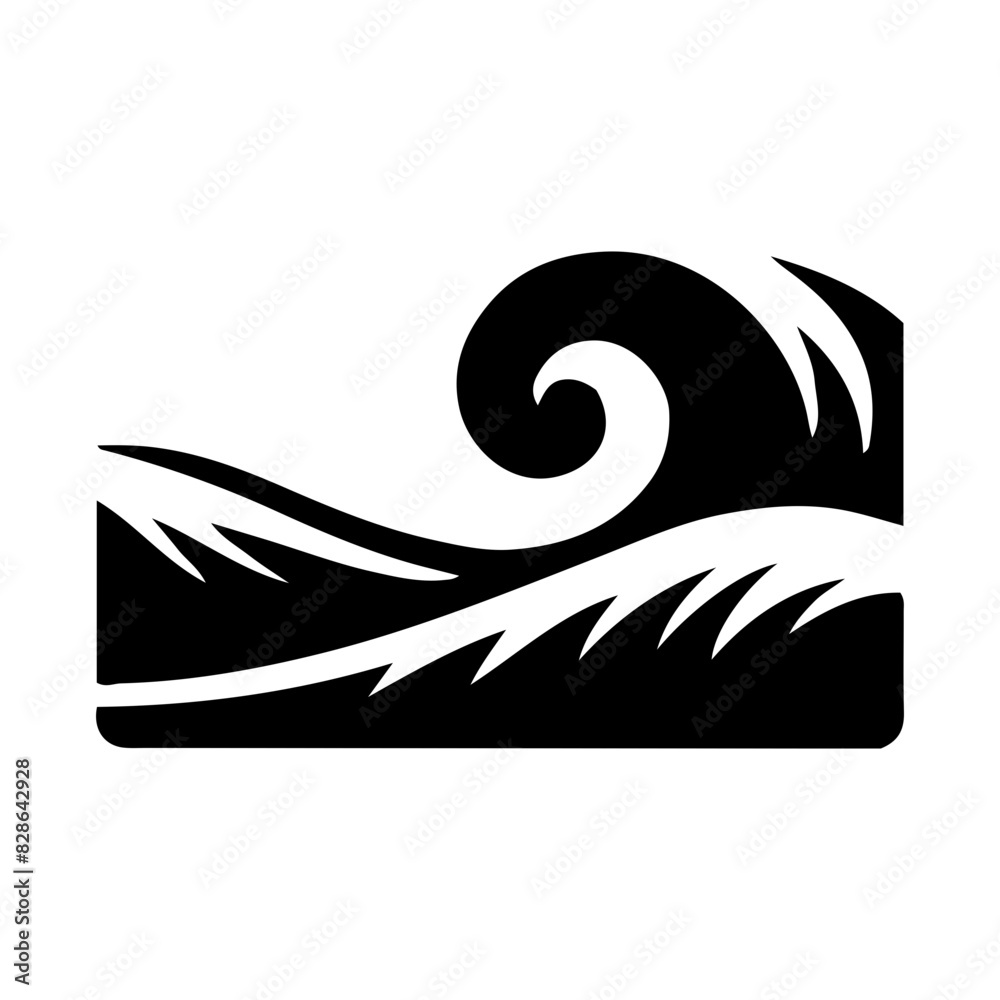 Obraz premium Vector silhouette of sea waves in the ocean simple design