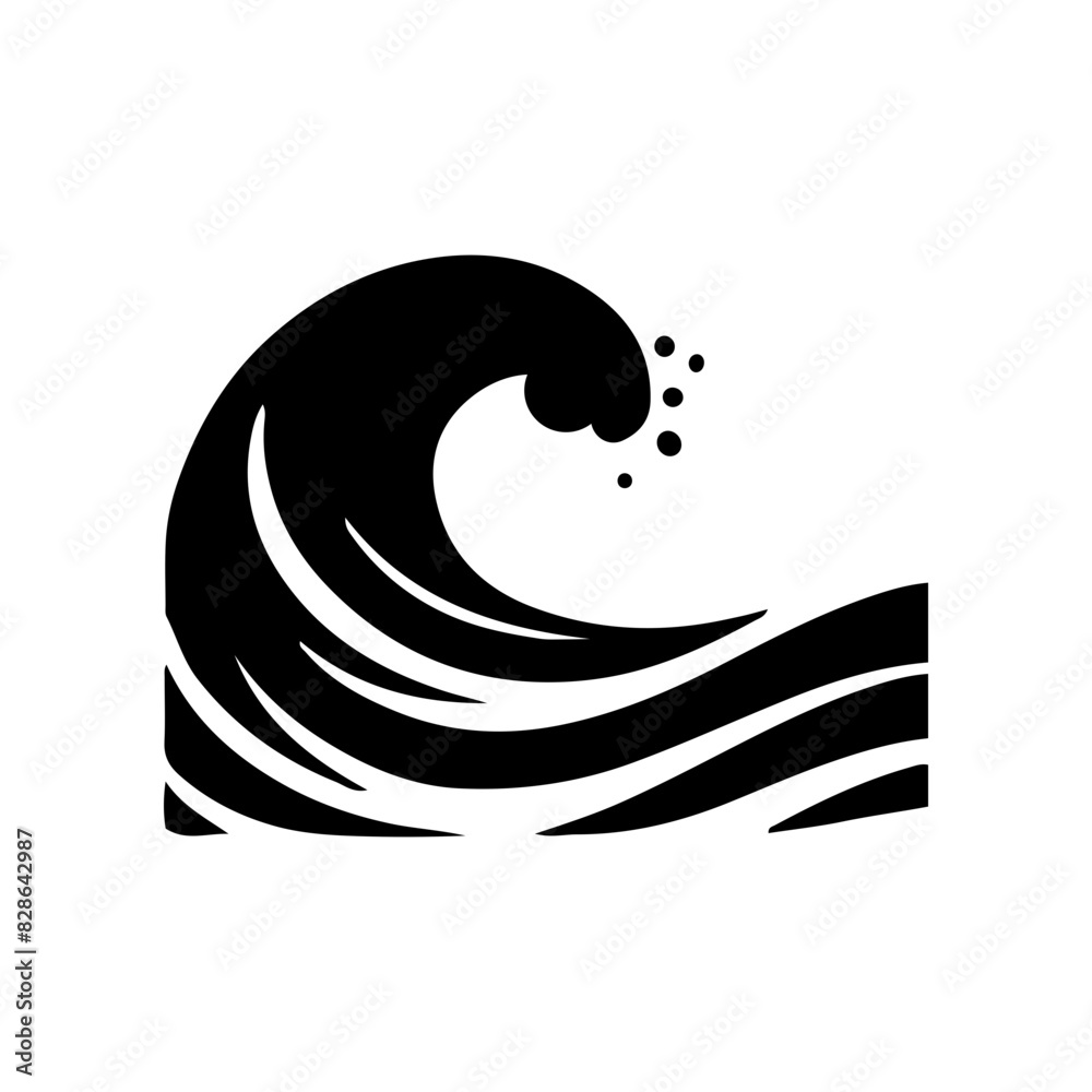 Obraz premium Vector silhouette of sea waves in the ocean simple design