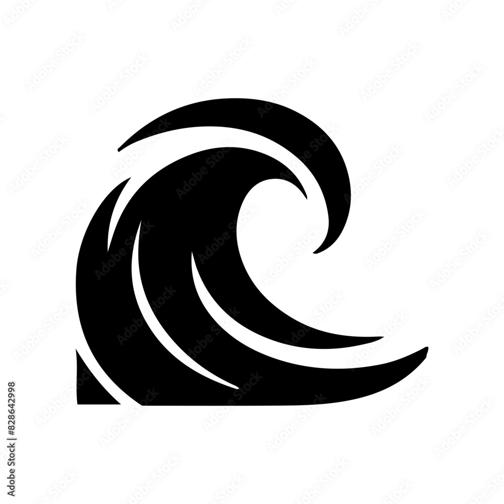 Vector silhouette of sea waves in the ocean simple design Vector silhouette of sea waves in the ocean simple design