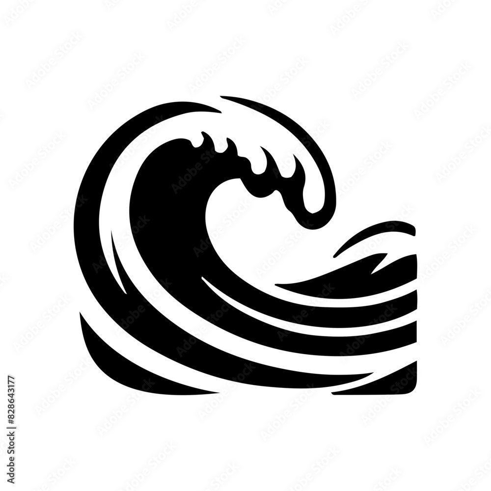 Vector silhouette of sea waves in the ocean simple design Vector silhouette of sea waves in the ocean simple design