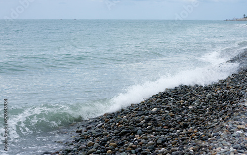 Fototapeta Naklejka Na Ścianę i Meble -  Sea wave crashing on the shore