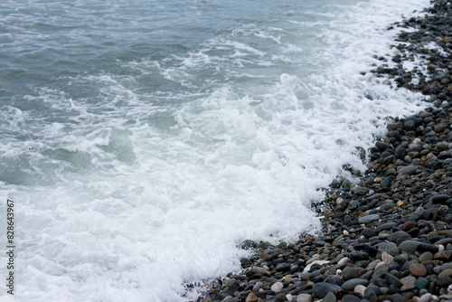 Fototapeta Naklejka Na Ścianę i Meble -  Sea wave crashing on the shore