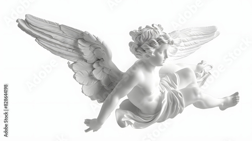 Png  greek sculpture angel statue white white background isolated on white background, minimalism, png
