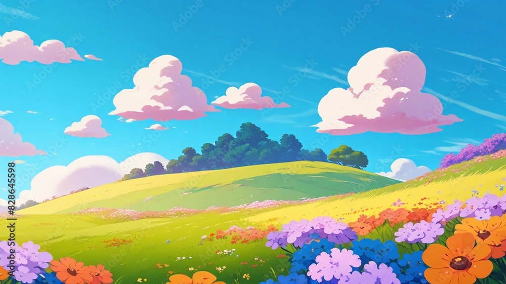 Fototapeta premium landscape with flowers