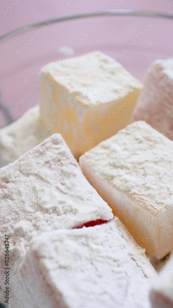 fruity turkish delight in close-up fruity turkish delight in close-up